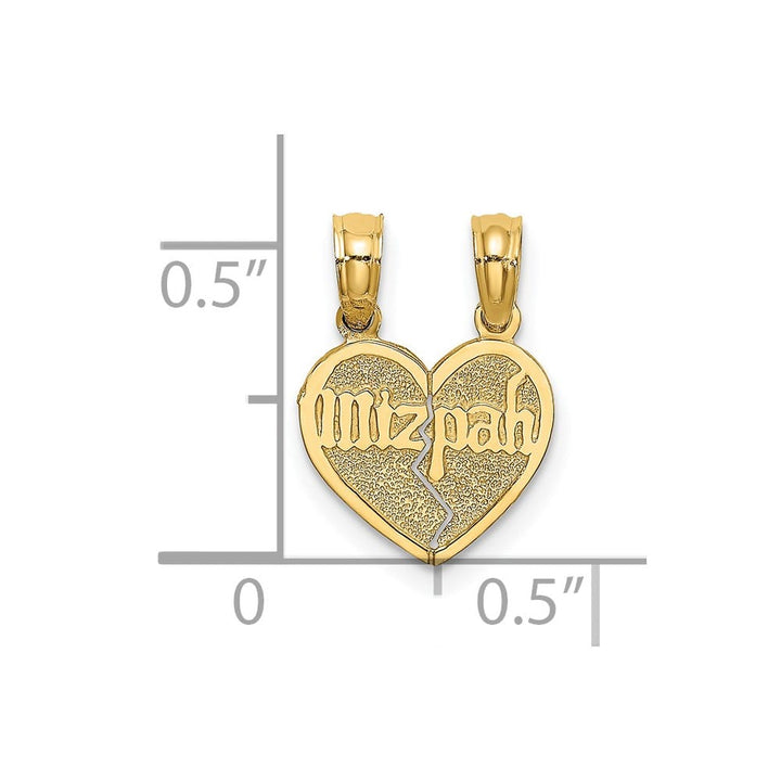 10K Yellow Gold Break-Apart Mizpah Heart with Verse on Back Pendant