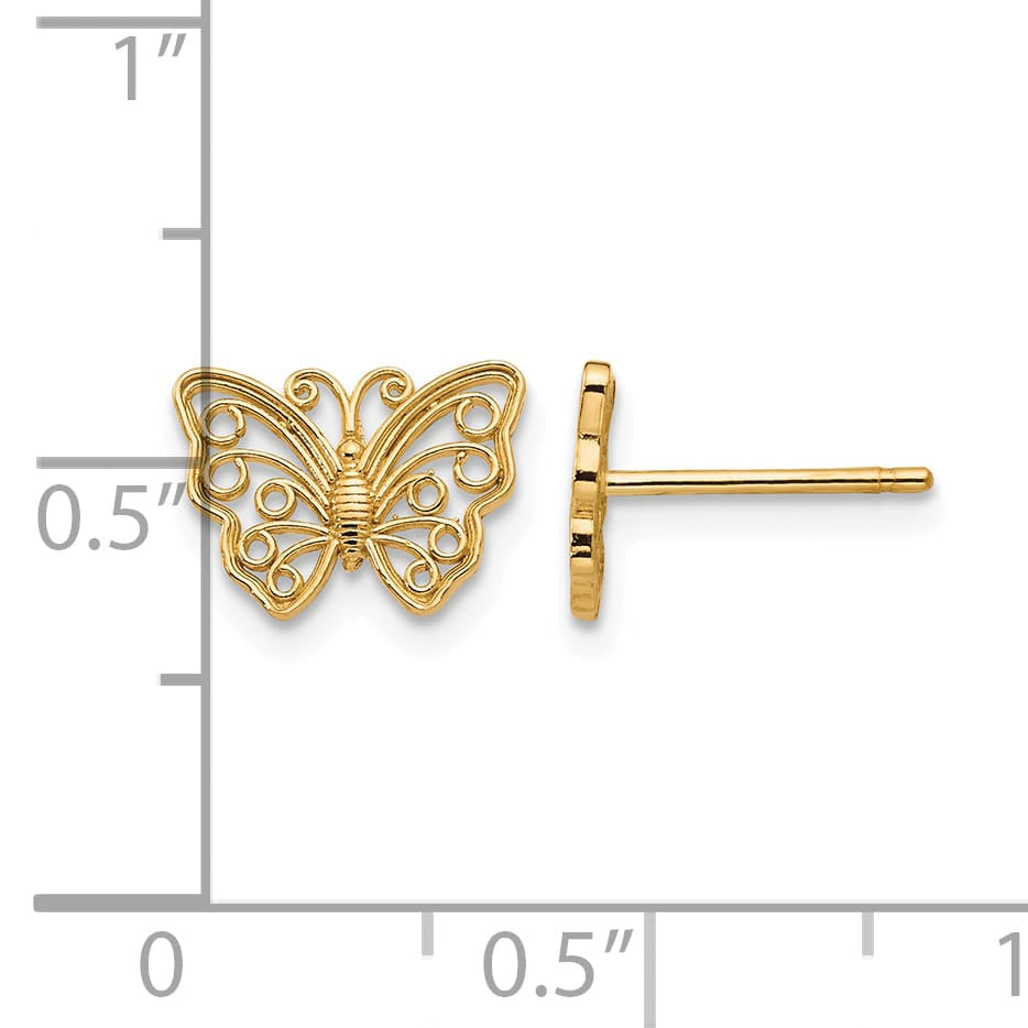10k Yellow Gold Butterfly Post Earrings