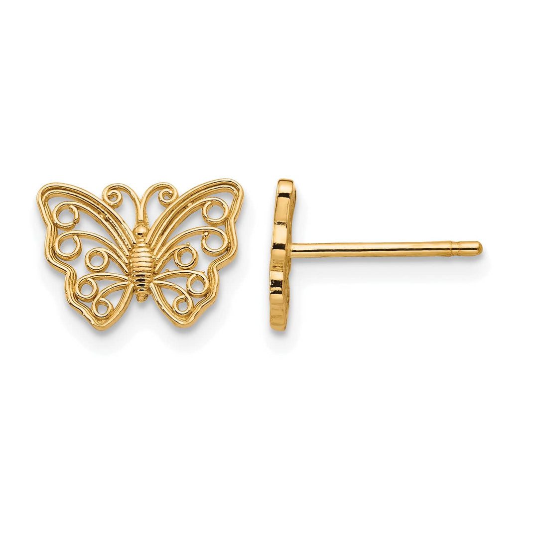 10k Yellow Gold Butterfly Post Earrings