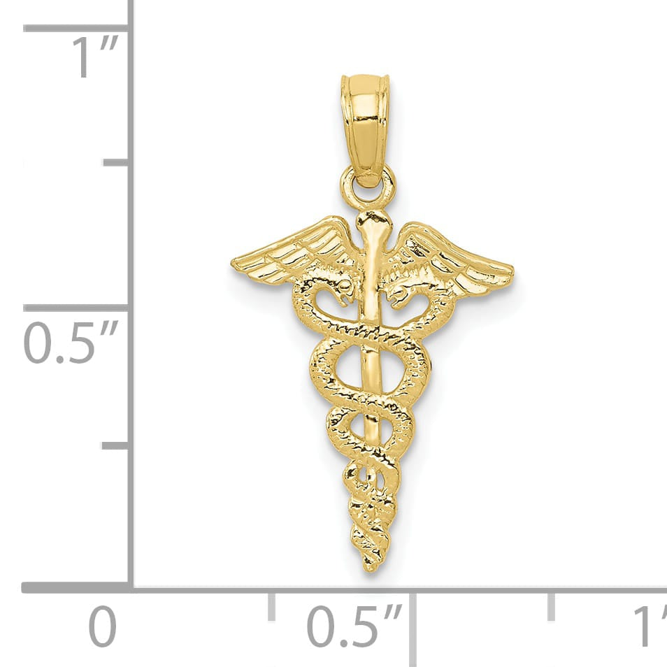10K Yellow Gold Caduceus Pendant, Small