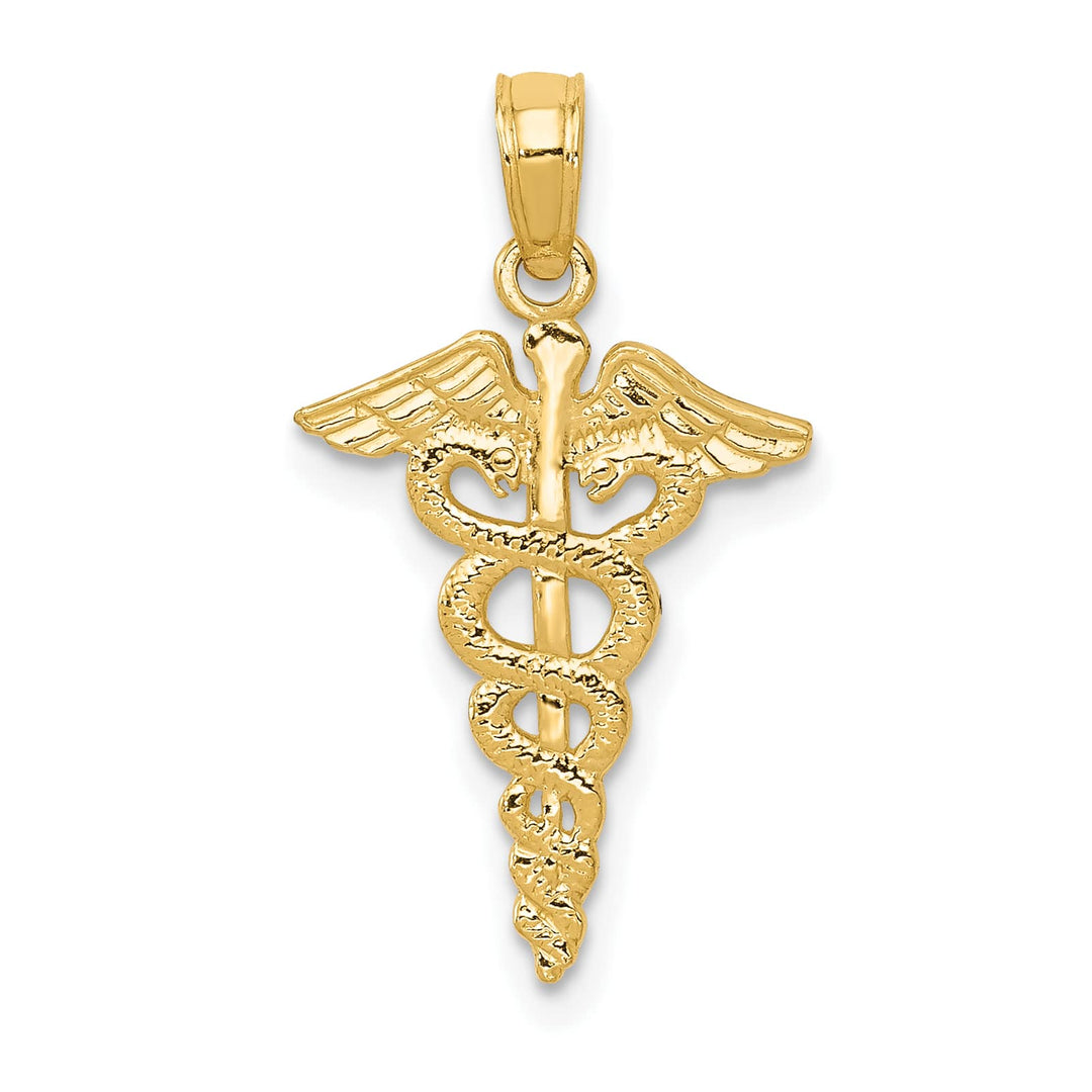 10K Yellow Gold Caduceus Pendant, Small
