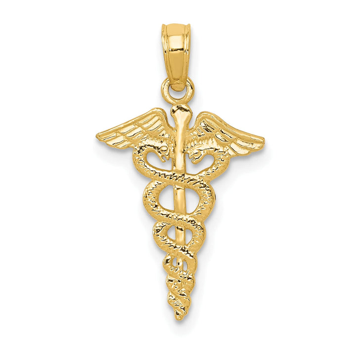 10K Yellow Gold Caduceus Pendant, Small