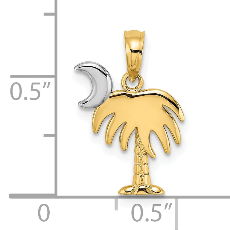 10K Yellow Gold Charleston Palm Tree Charm, 20mm