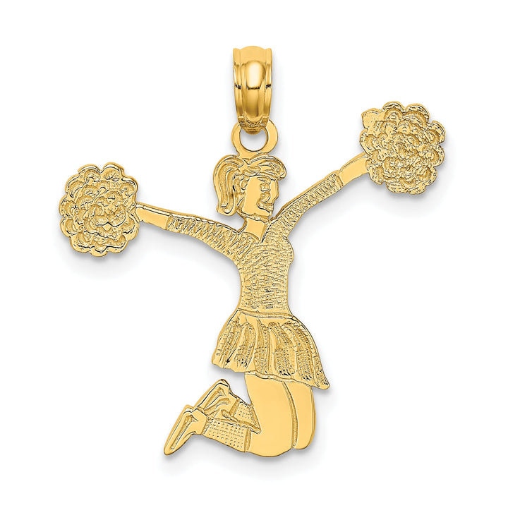10K Yellow Gold Cheerleader Jumping with Pom-Poms Charm