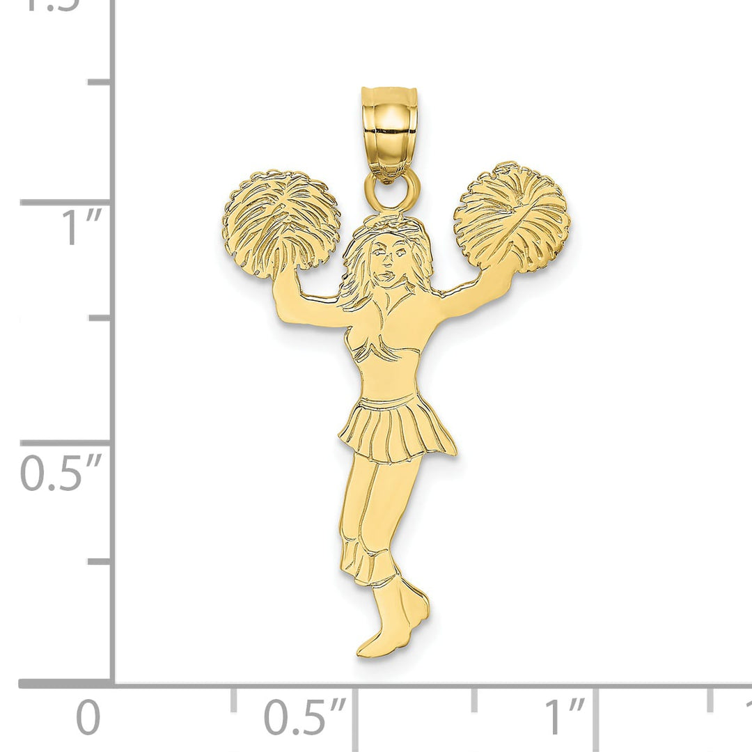 10K Yellow Gold Cheerleader with Pom-Poms Charm