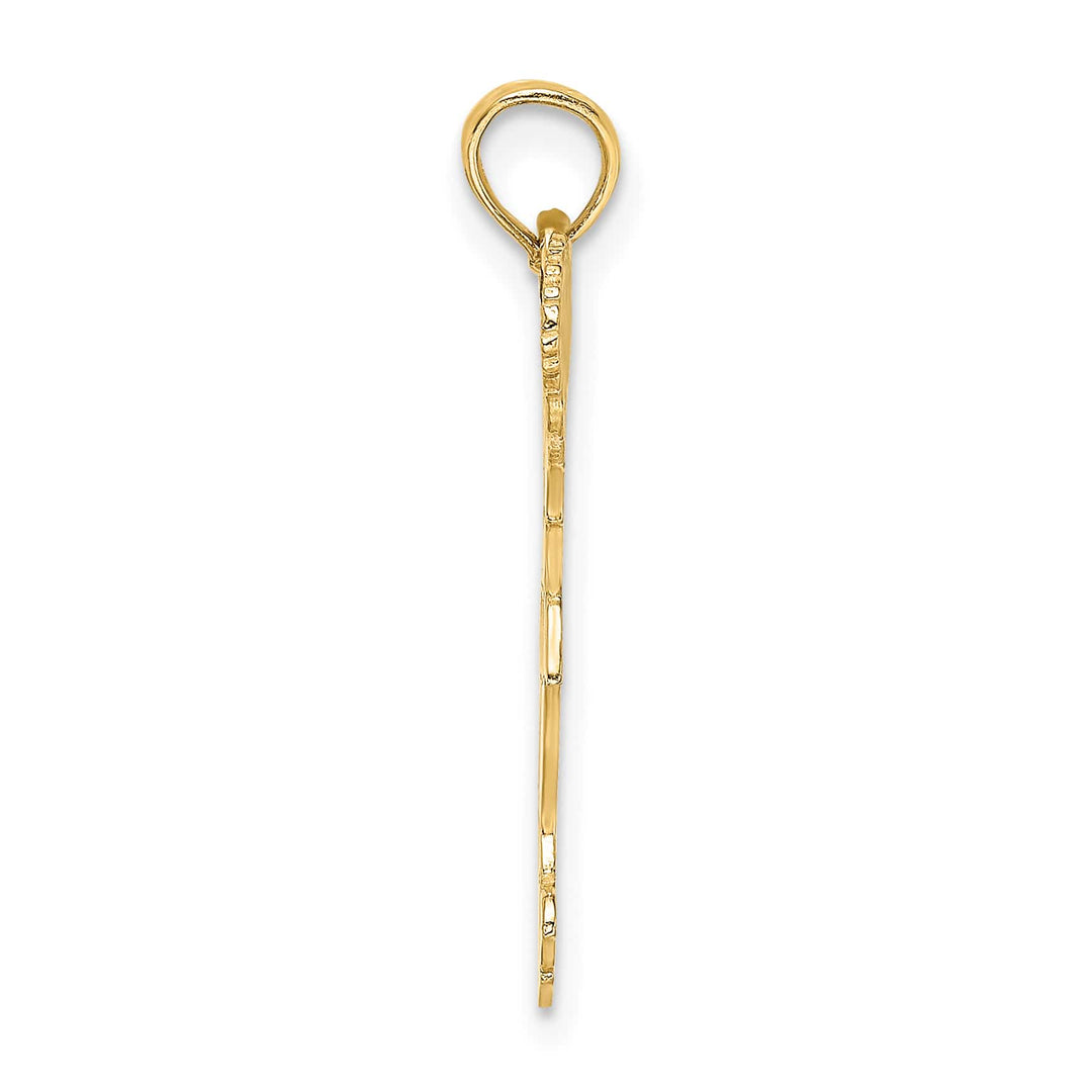 10K Yellow Gold Cheerleader with Pom-Poms Pendant, Large