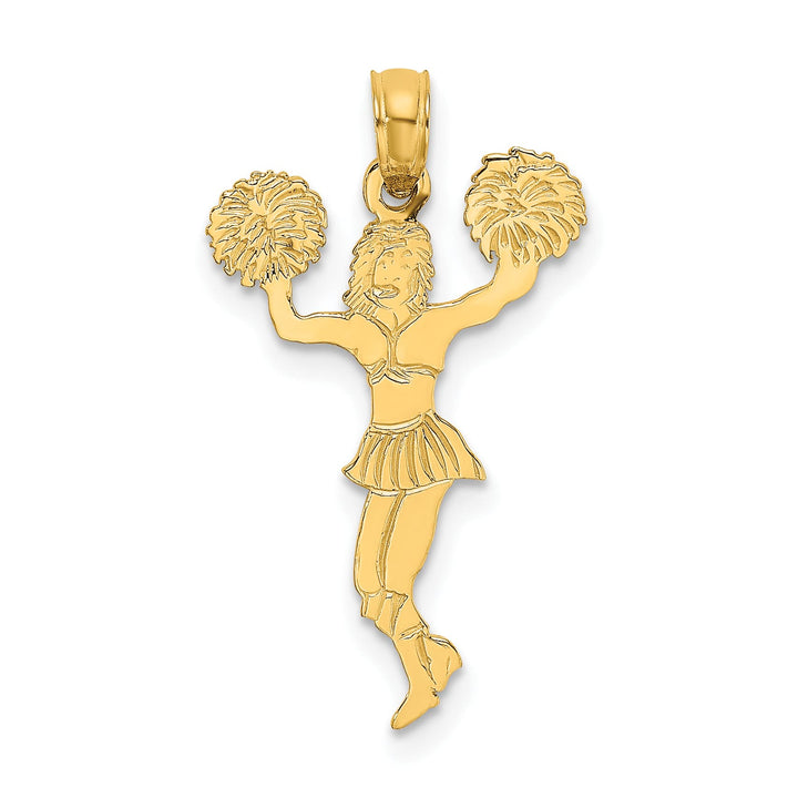 10K Yellow Gold Cheerleader with Pom-Poms Pendant, Large