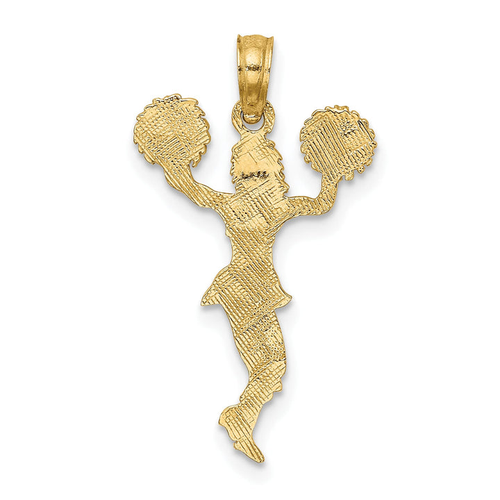 10K Yellow Gold Cheerleader with Pom-Poms Pendant, Large