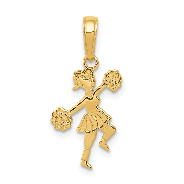 10K Yellow Gold Cheerleader with Pom-Poms Pendant, Small