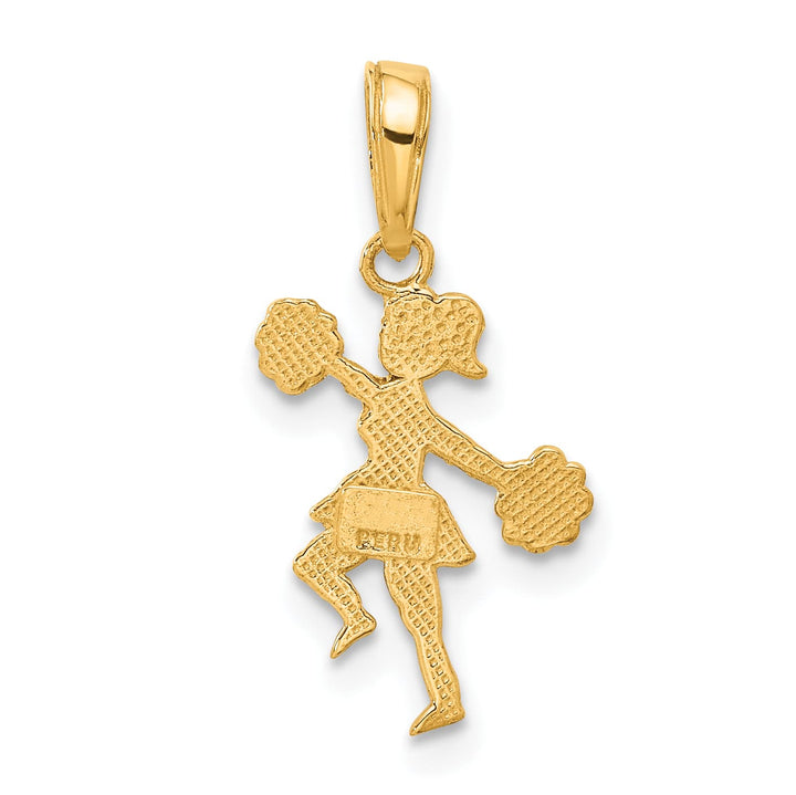 10K Yellow Gold Cheerleader with Pom-Poms Pendant, Small