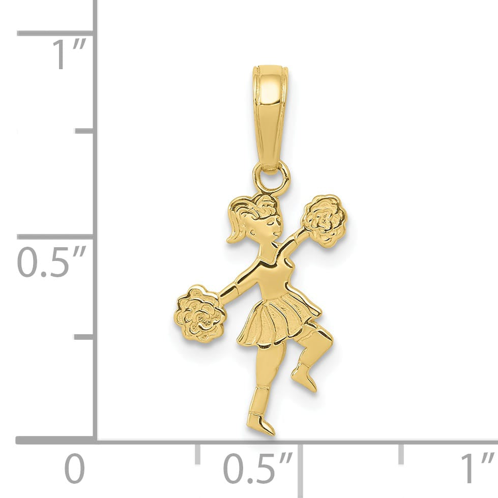 10K Yellow Gold Cheerleader with Pom-Poms Pendant, Small