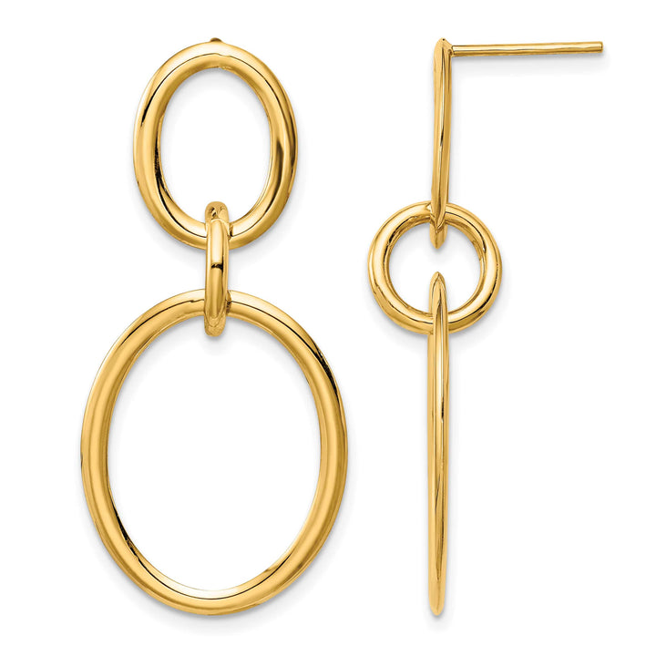 10k Yellow Gold Circles Dangle Post Earrings