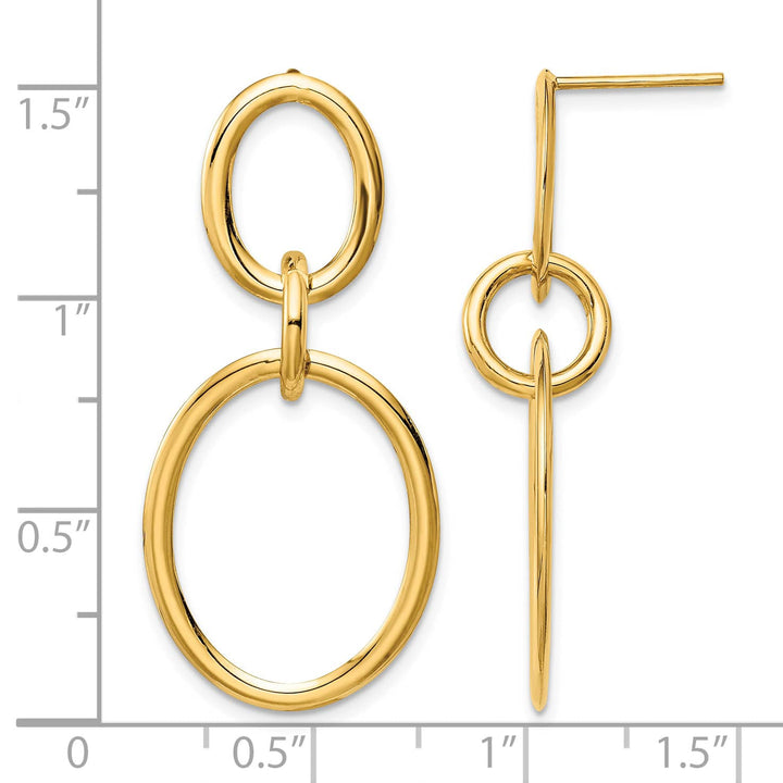 10k Yellow Gold Circles Dangle Post Earrings