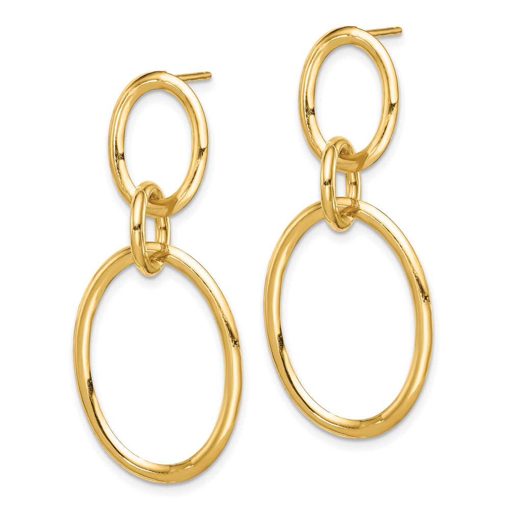 10k Yellow Gold Circles Dangle Post Earrings