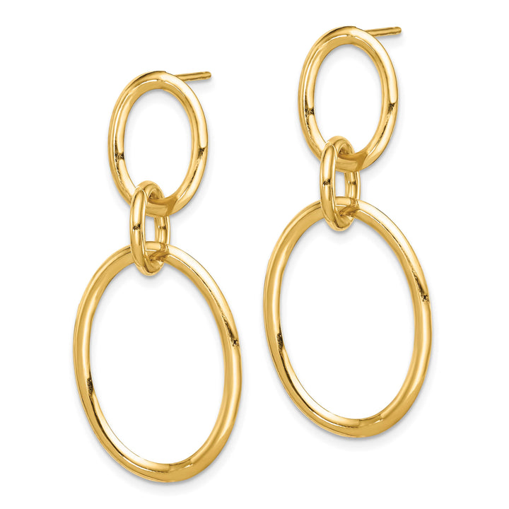 10k Yellow Gold Circles Dangle Post Earrings