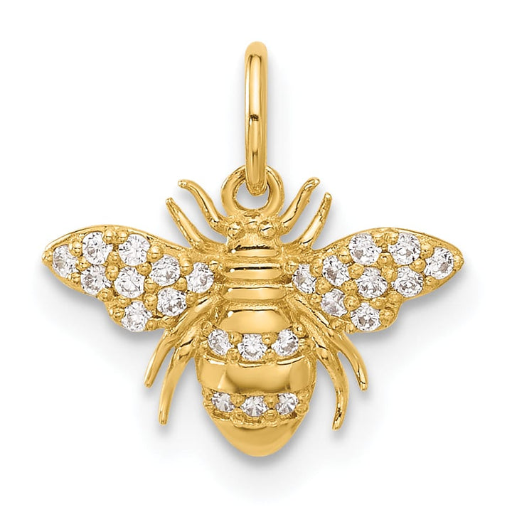 10K Yellow Gold Clear CZ Bee Charm