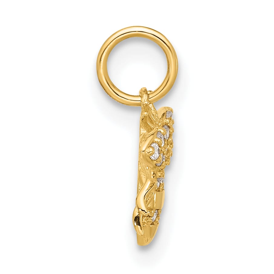 10K Yellow Gold Clear CZ Bee Charm