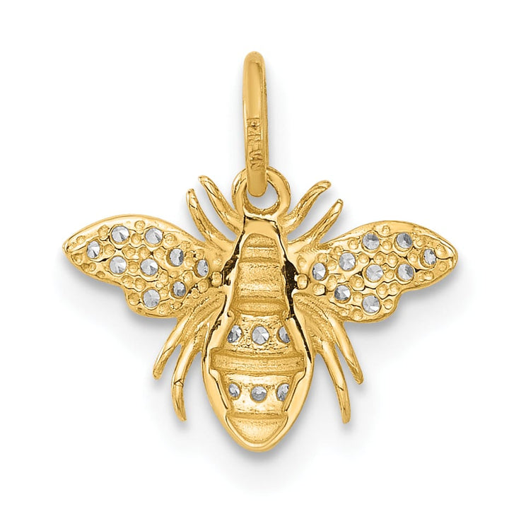 10K Yellow Gold Clear CZ Bee Charm
