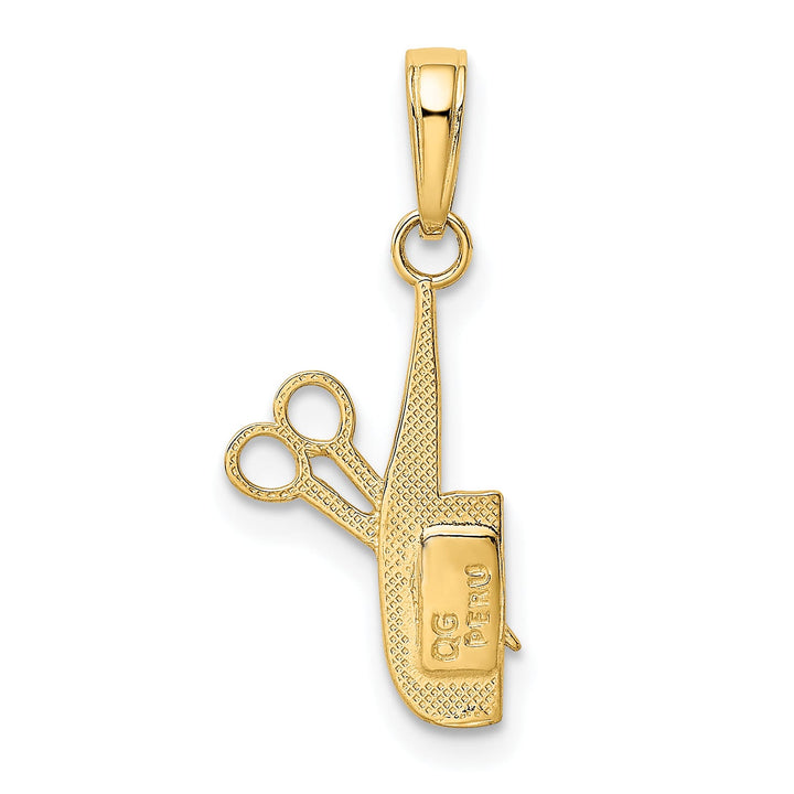 10K Yellow Gold Comb and Scissors Charm