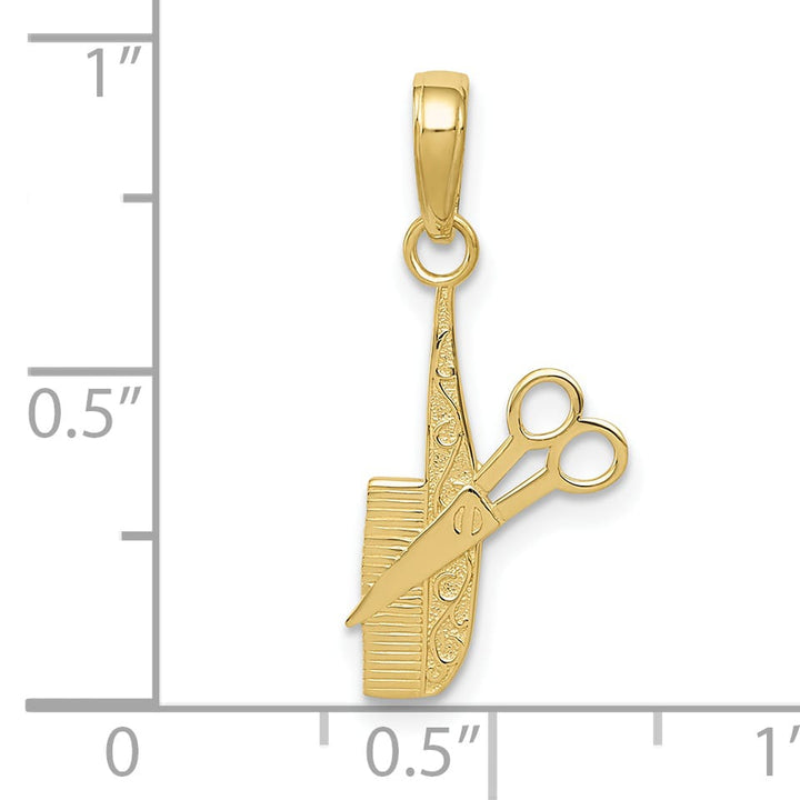 10K Yellow Gold Comb and Scissors Charm