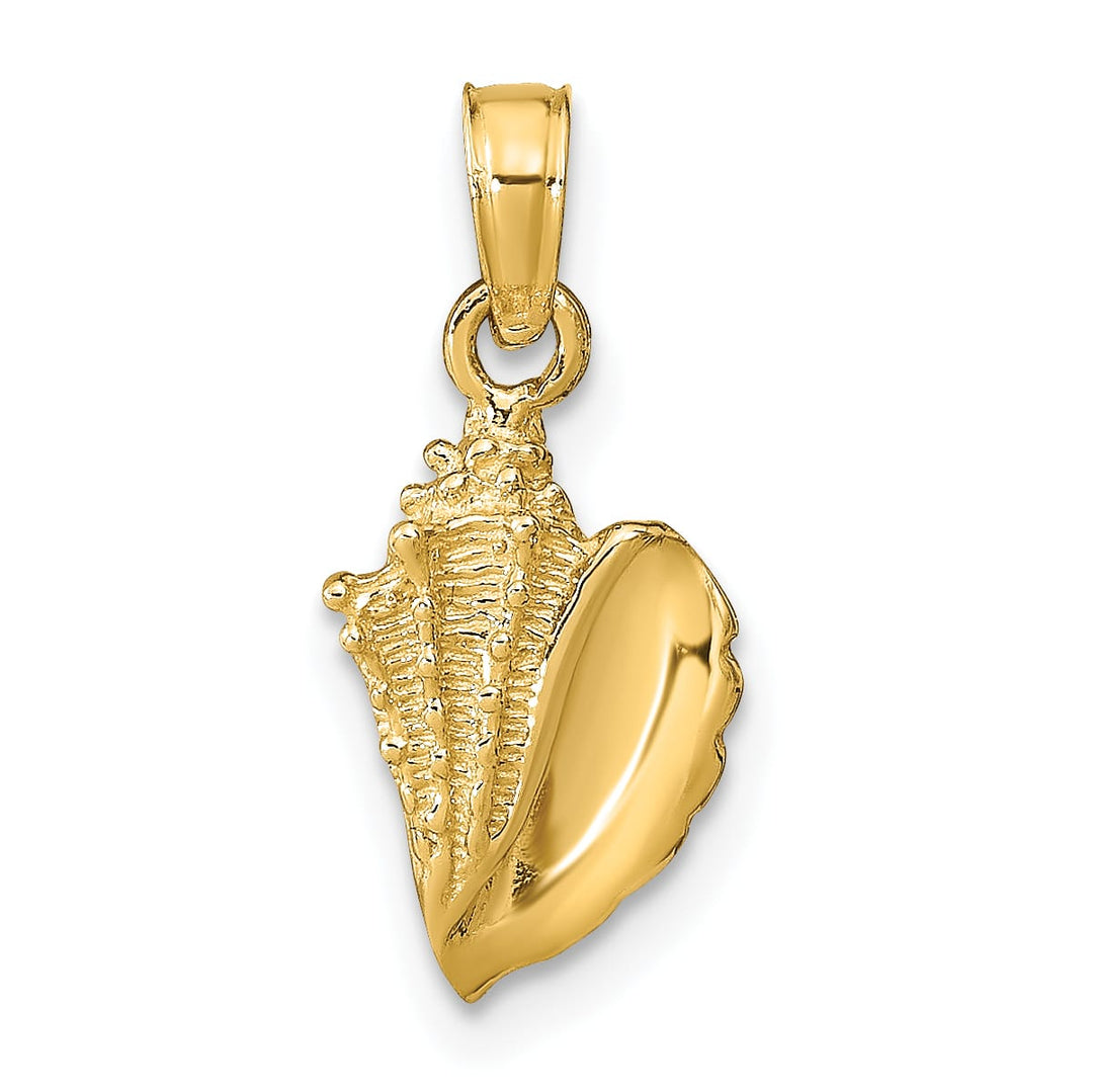 10K Yellow Gold Conch Shell Pendant, 19mm