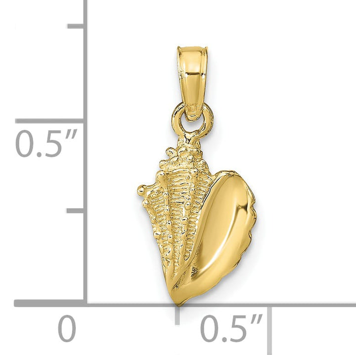10K Yellow Gold Conch Shell Pendant, 19mm