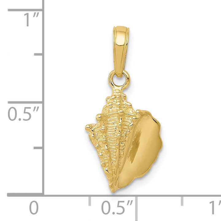 10K Yellow Gold Conch Shell Pendant, 24x11mm