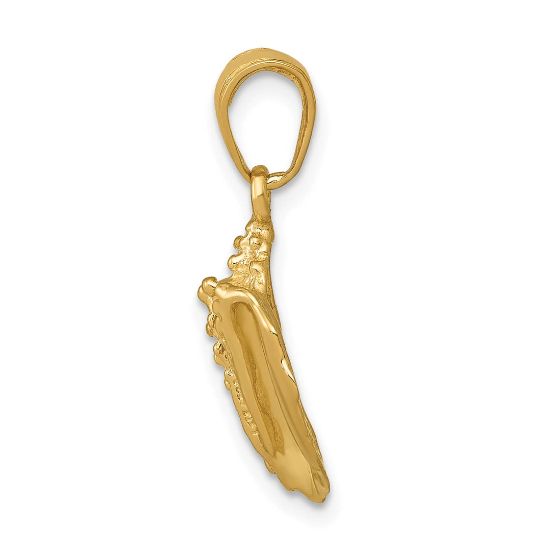 10K Yellow Gold Conch Shell Pendant, 24x11mm