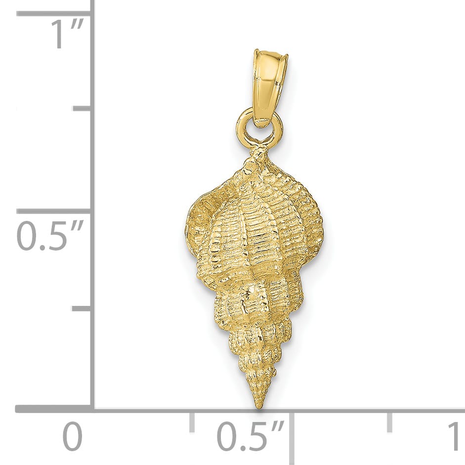 10K Yellow Gold Conch Shell Pendant, 24x9mm