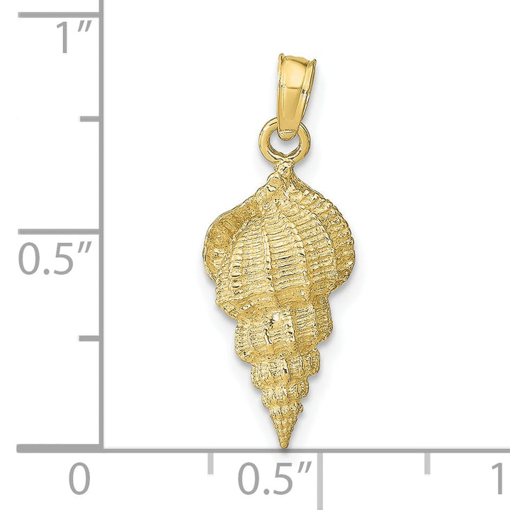 10K Yellow Gold Conch Shell Pendant, 24x9mm