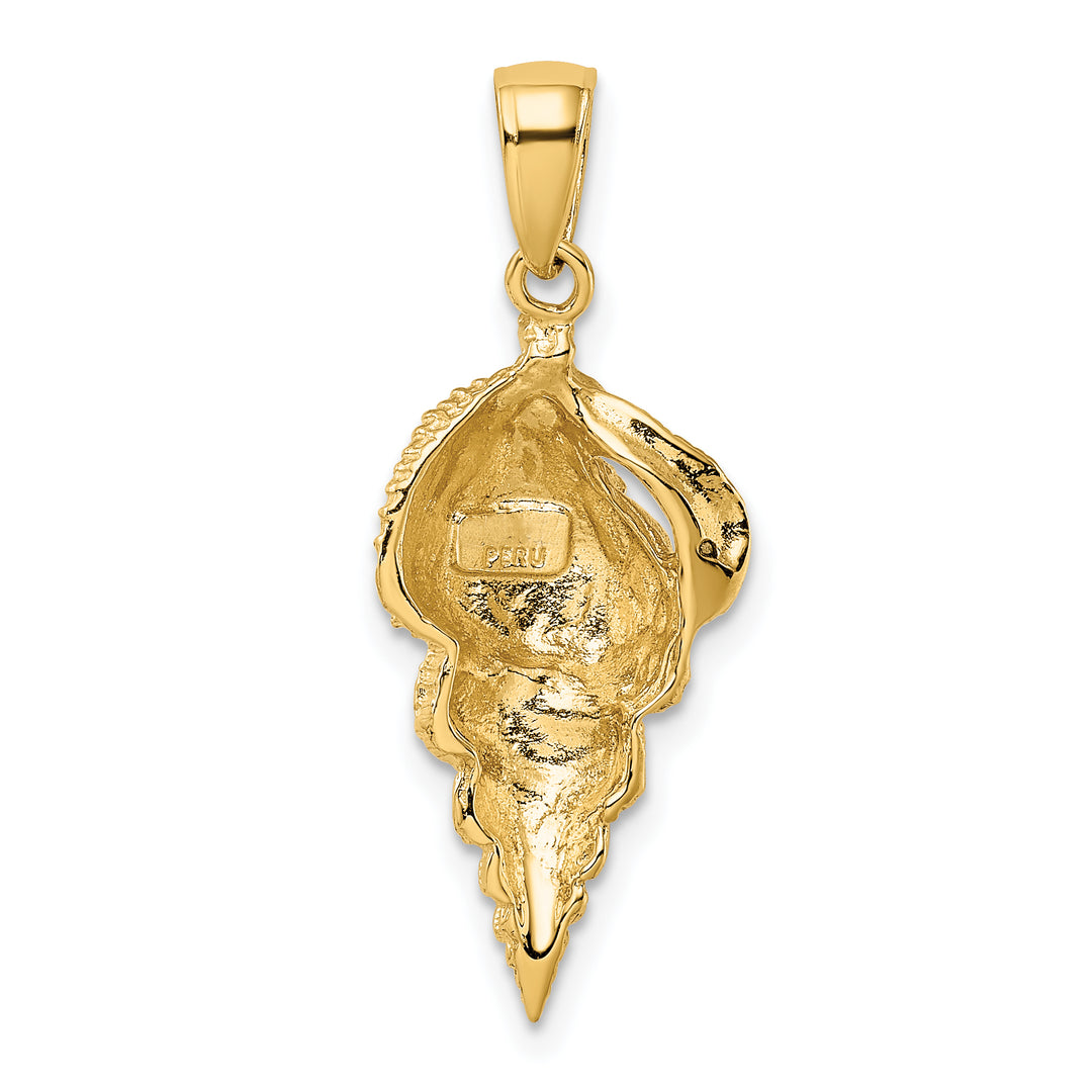 10K Yellow Gold Conch Shell Pendant, 30mm