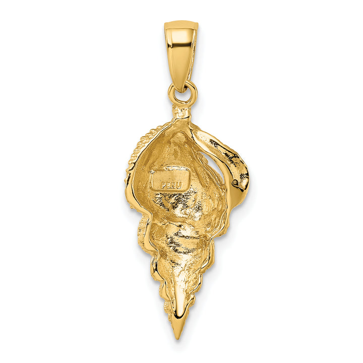 10K Yellow Gold Conch Shell Pendant, 30mm