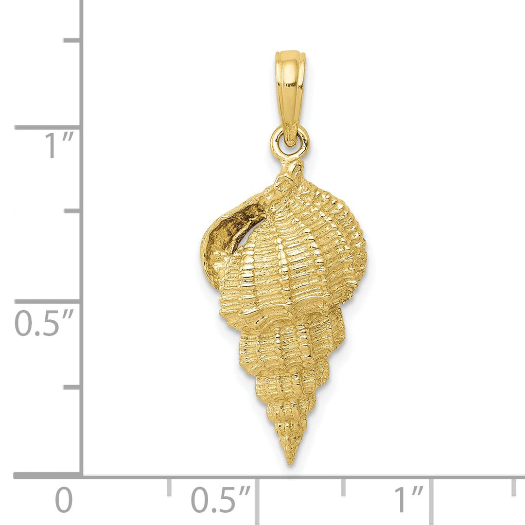 10K Yellow Gold Conch Shell Pendant, 30mm