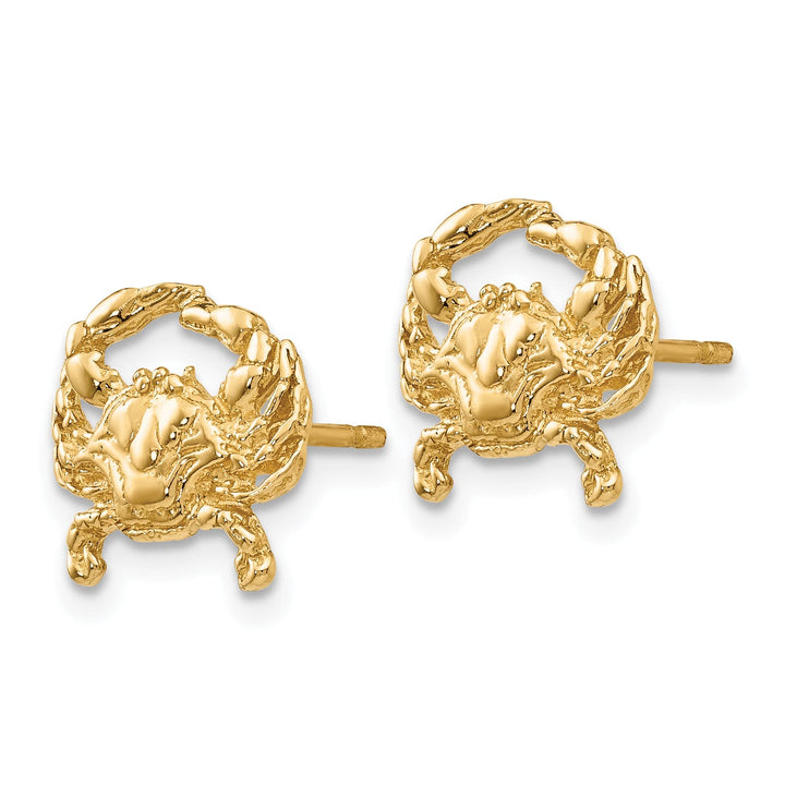 10k Yellow Gold Crab Post Earrings, 10mm