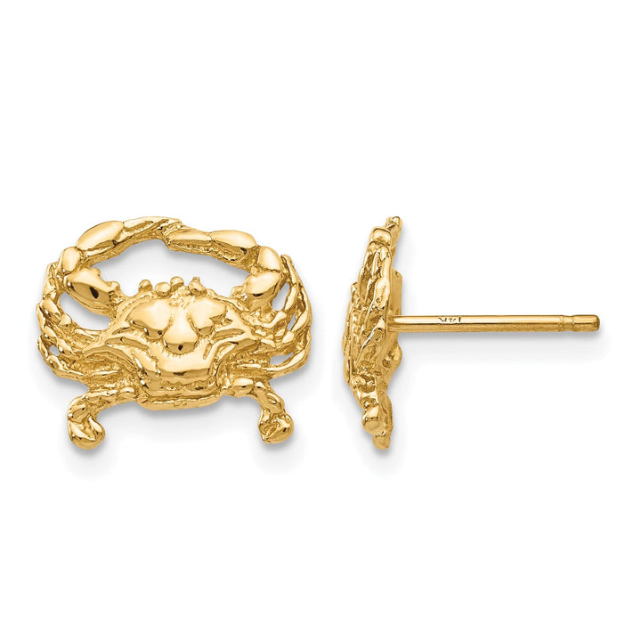 10k Yellow Gold Crab Post Earrings, 10mm