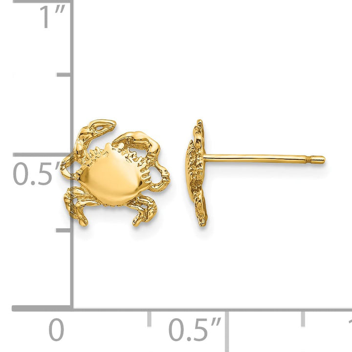10k Yellow Gold Crab Post Earrings, 9mm