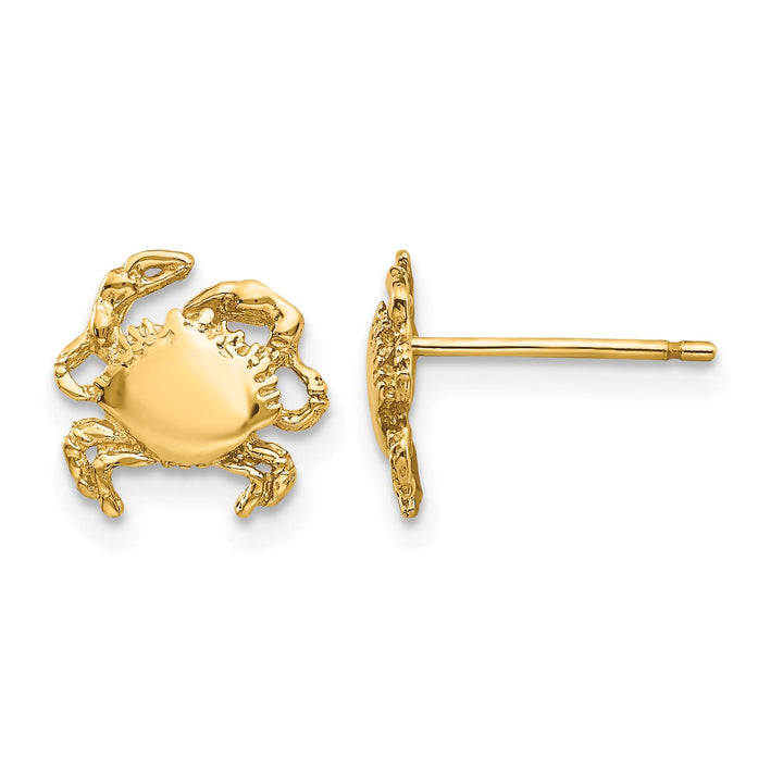 10k Yellow Gold Crab Post Earrings, 9mm