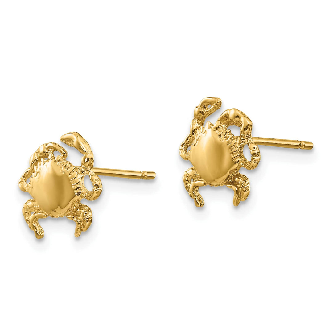 10k Yellow Gold Crab Post Earrings, 9mm