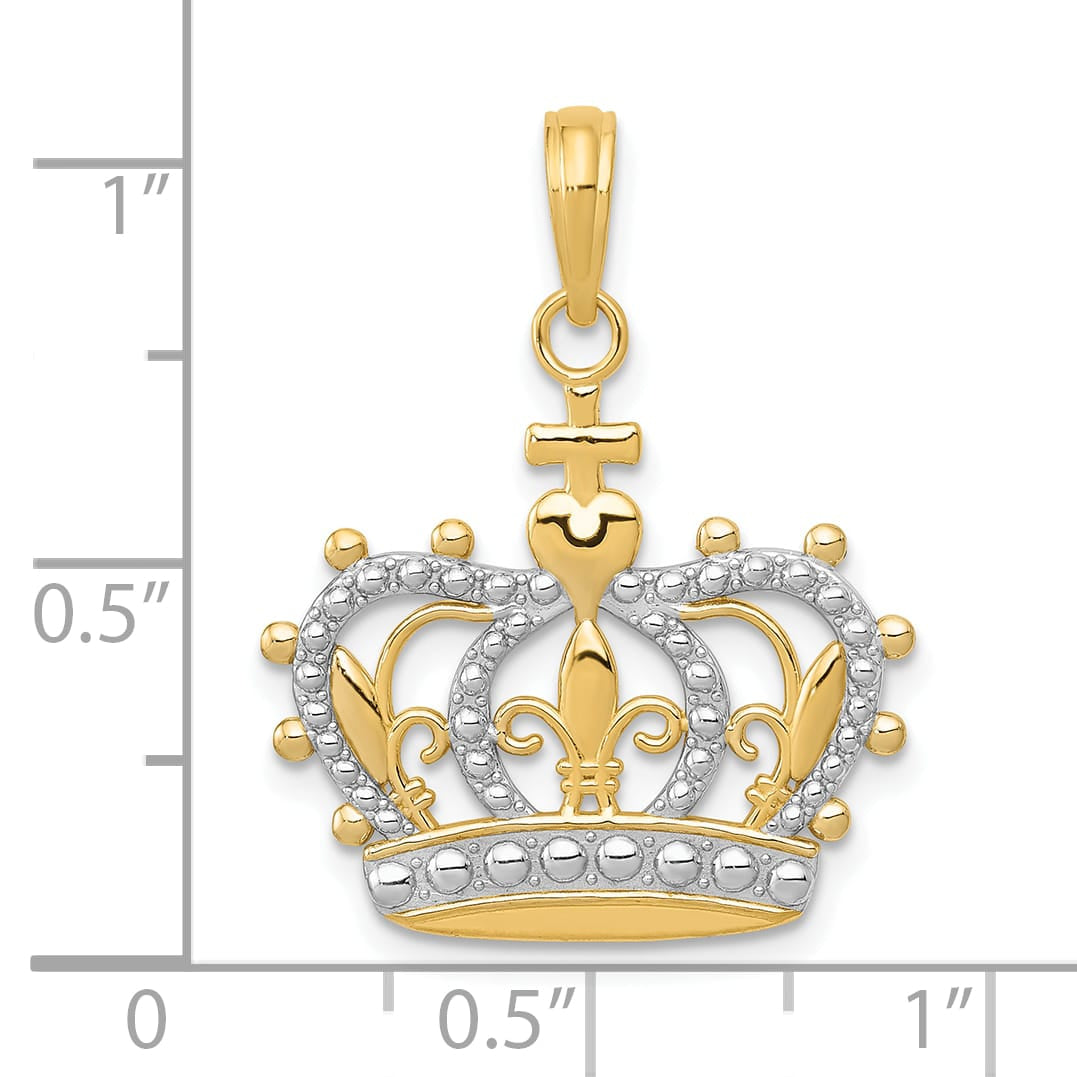 10K Yellow Gold Crown Pendant, Large