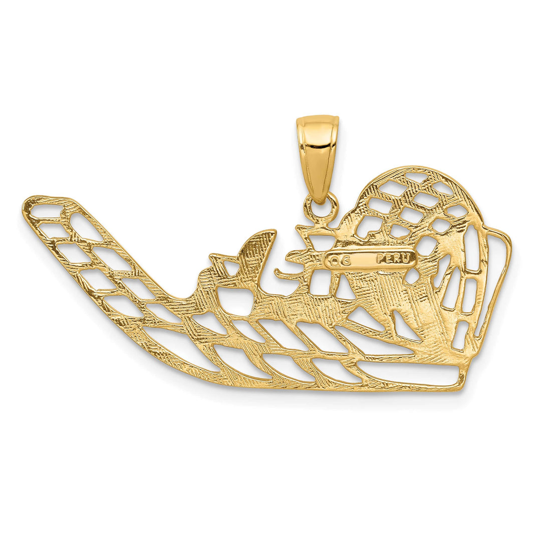 10K Yellow Gold Cut-out Air Boat Pendant