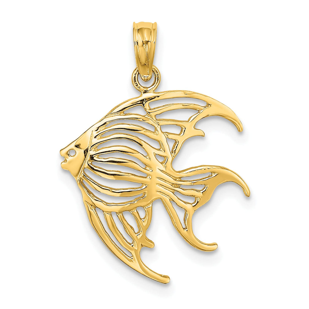 10K Yellow Gold Cut-Out Angelfish Charm, Large