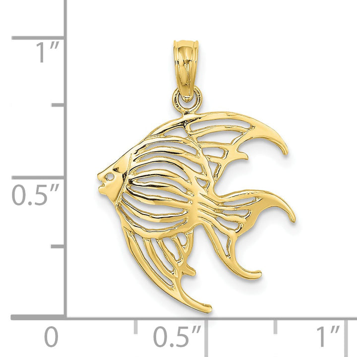 10K Yellow Gold Cut-Out Angelfish Charm, Large