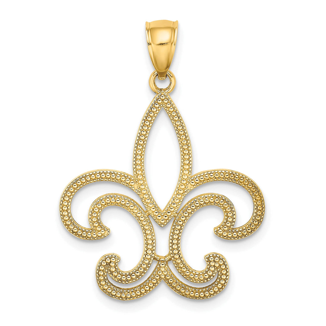 10K Yellow Gold Cut-out Fleur De Lis Pendant