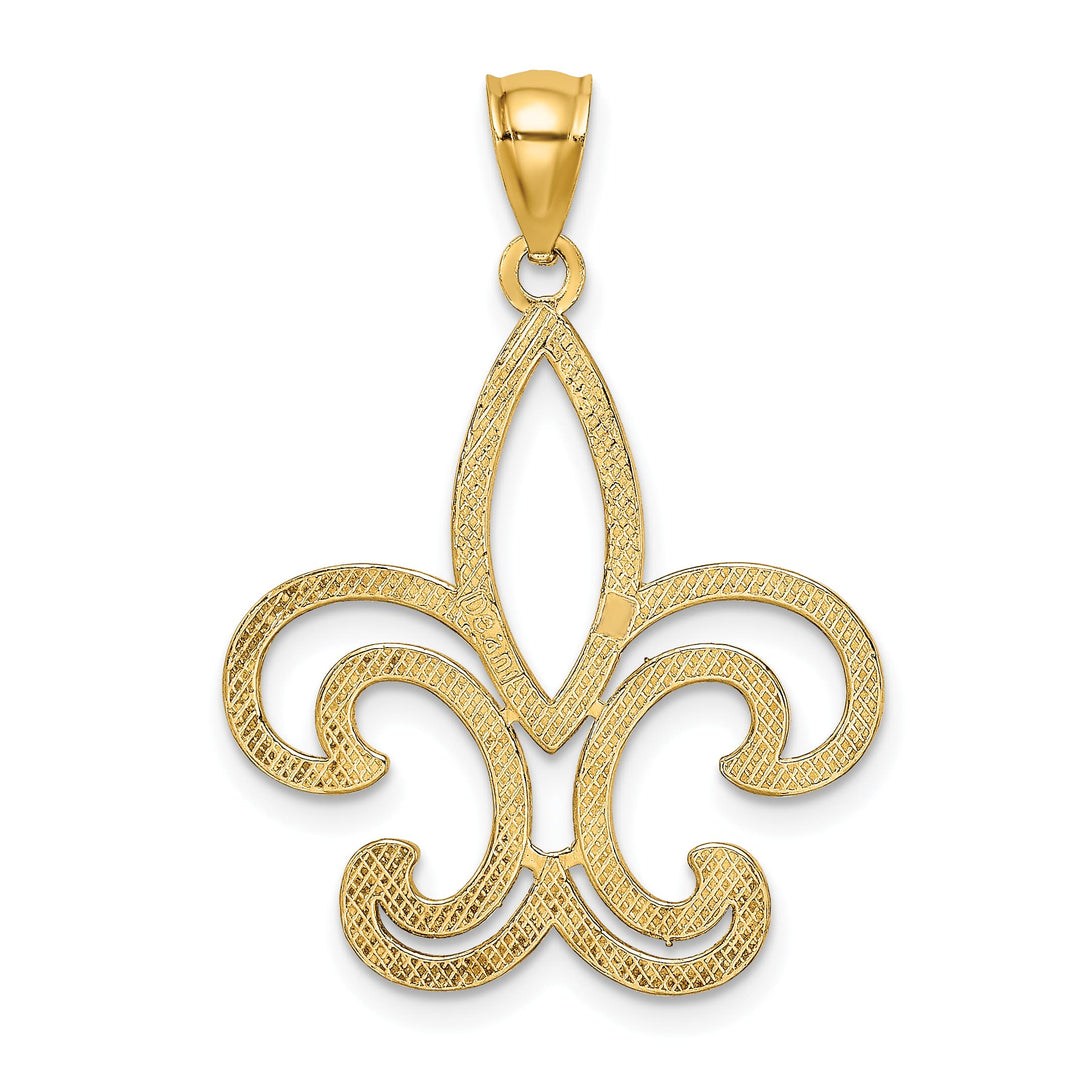 10K Yellow Gold Cut-out Fleur De Lis Pendant
