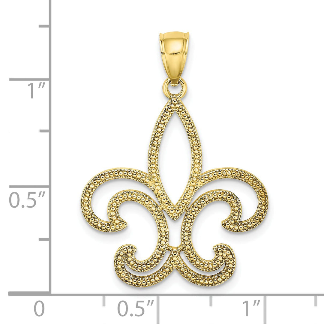10K Yellow Gold Cut-out Fleur De Lis Pendant