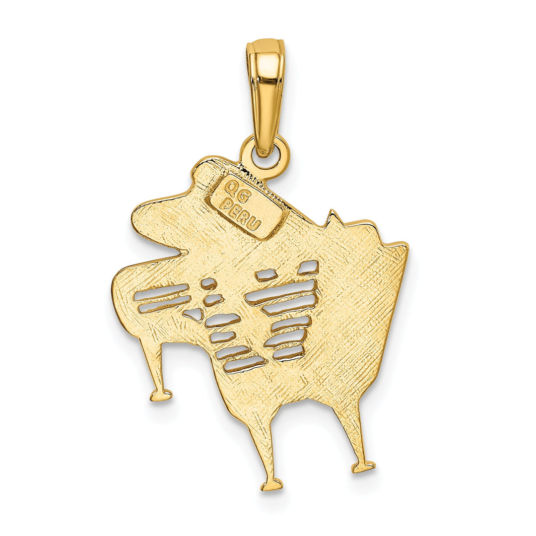 10K Yellow Gold Cut-out Grand Piano with Notes Pendant