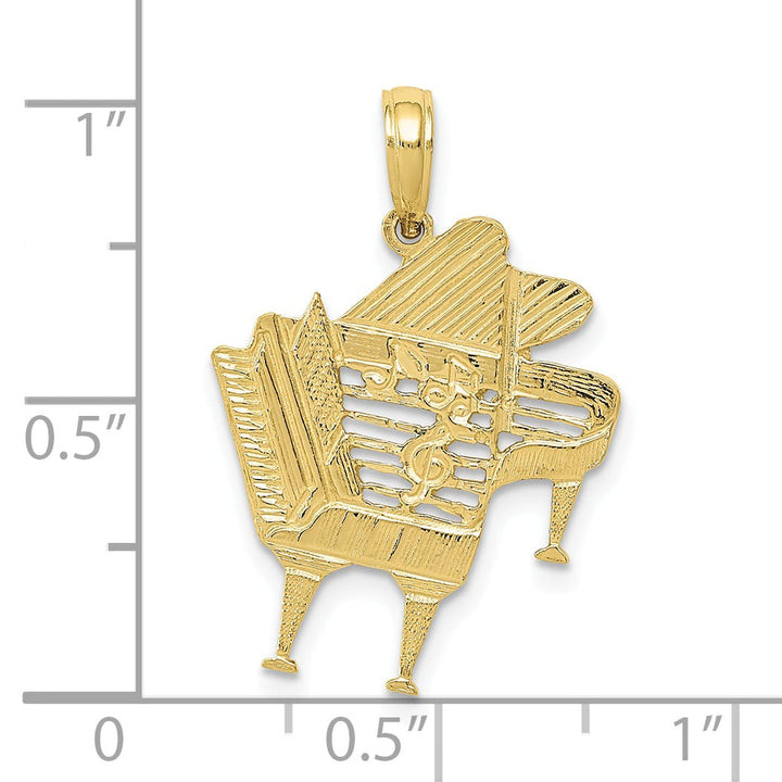 10K Yellow Gold Cut-out Grand Piano with Notes Pendant