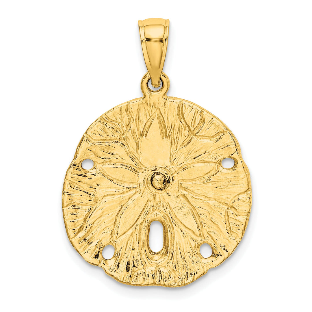 10K Yellow Gold Cut-out Large Sand Dollar with Starfish Charm