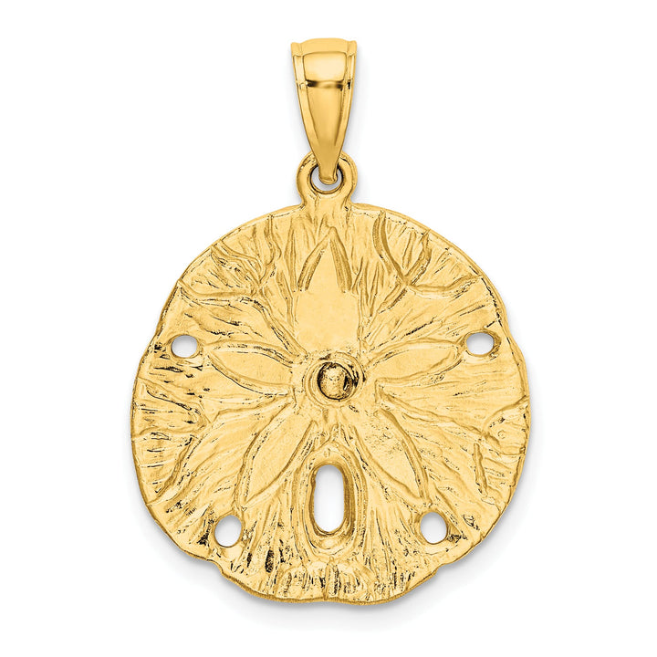 10K Yellow Gold Cut-out Large Sand Dollar with Starfish Charm