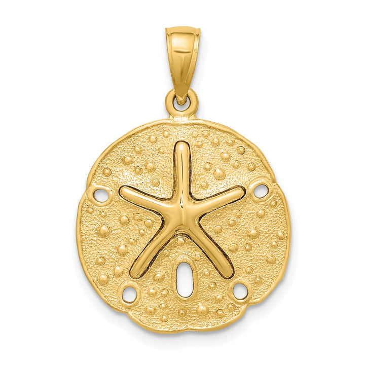 10K Yellow Gold Cut-out Large Sand Dollar with Starfish Charm